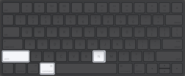 Command + Shift + N for a new folder