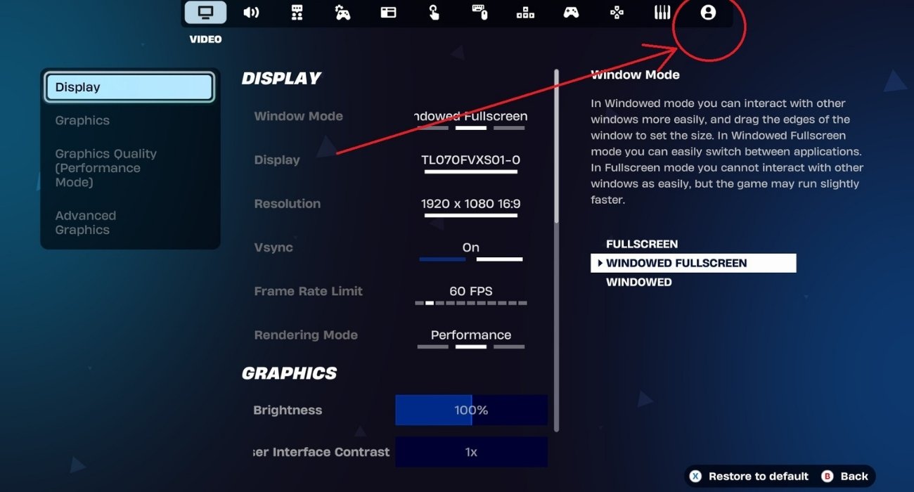 Go to the Account and Privacy tab