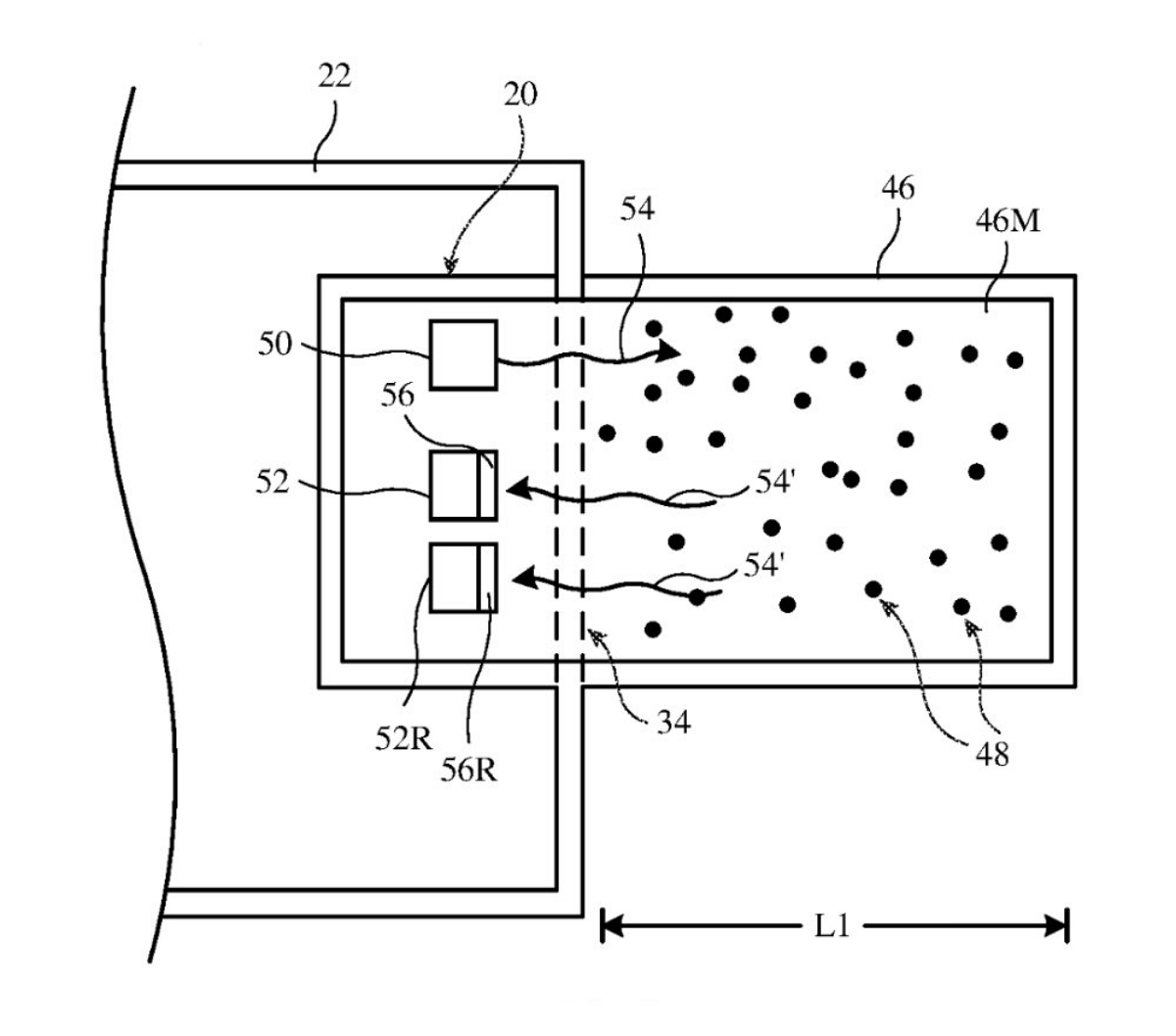 Patent showing breath molecules passing through a sensor