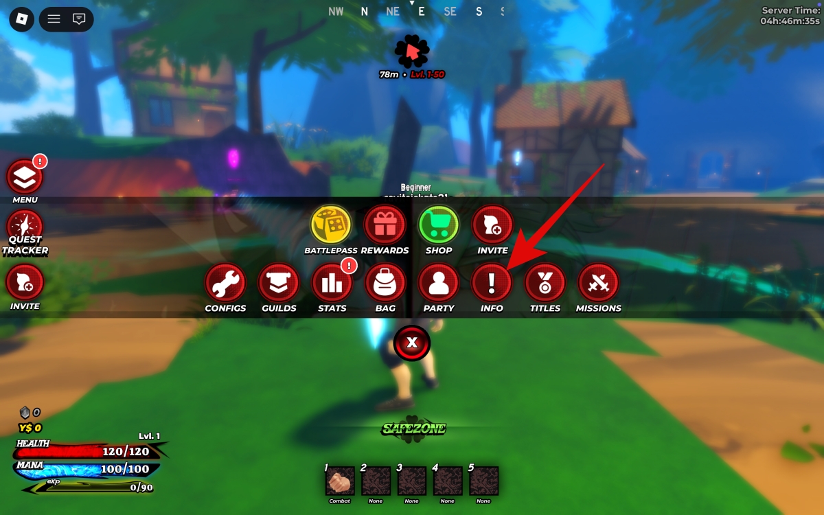 Select Info from the menu