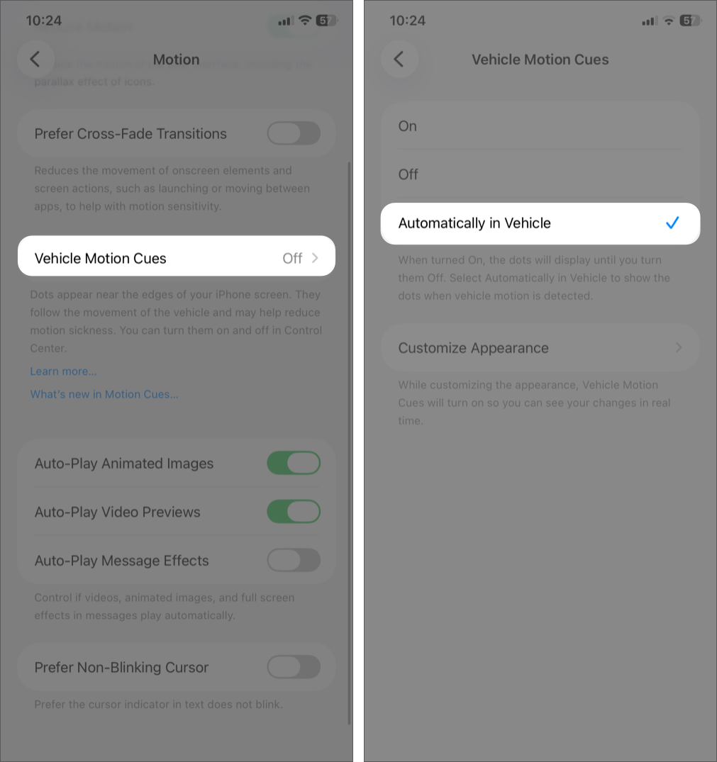 Try Vehicle Motion Cues