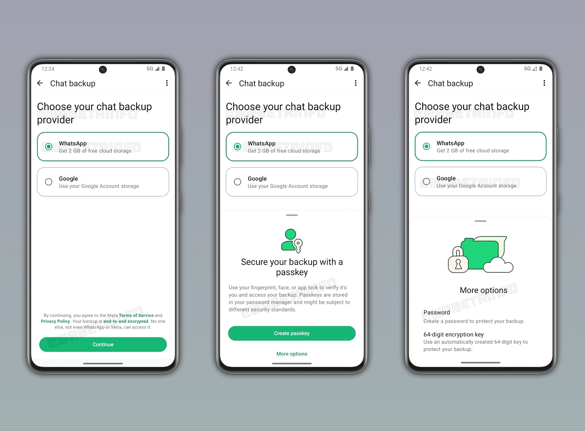 WhatsApp cloud storage for chat backups