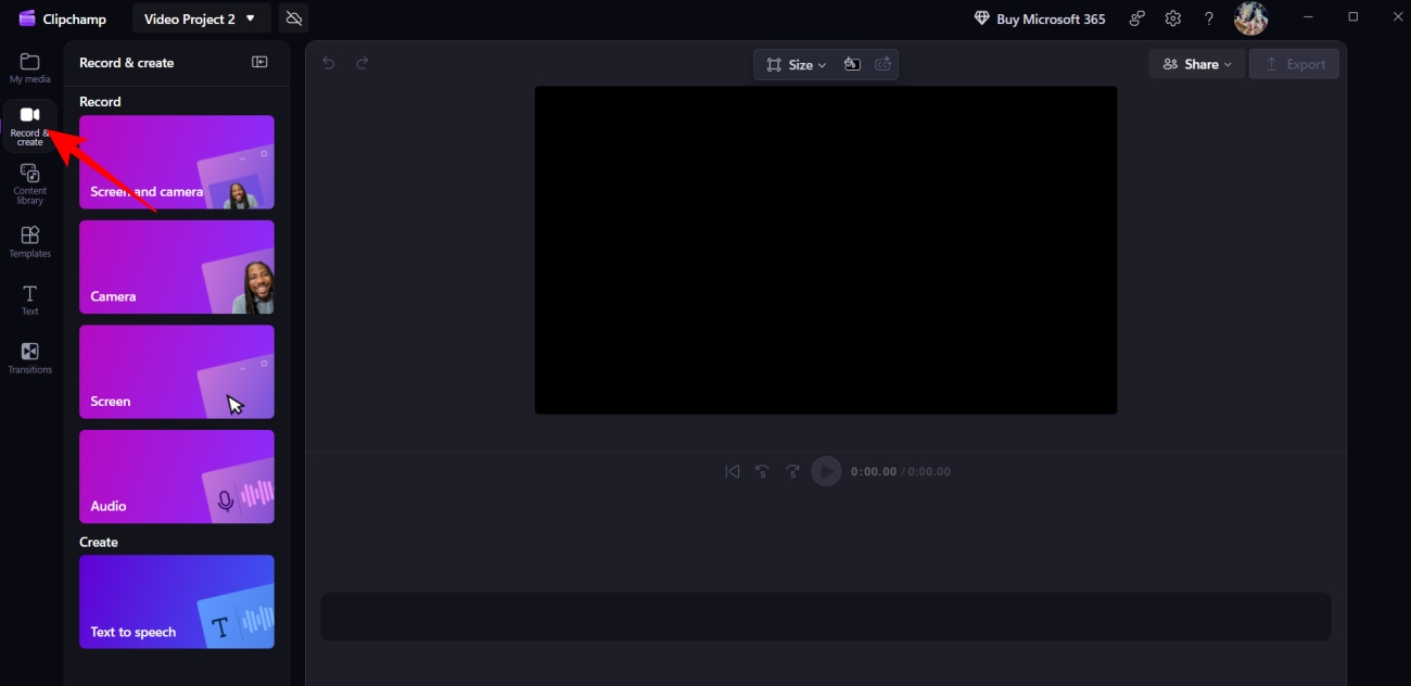 Choose Record & create from the left panel