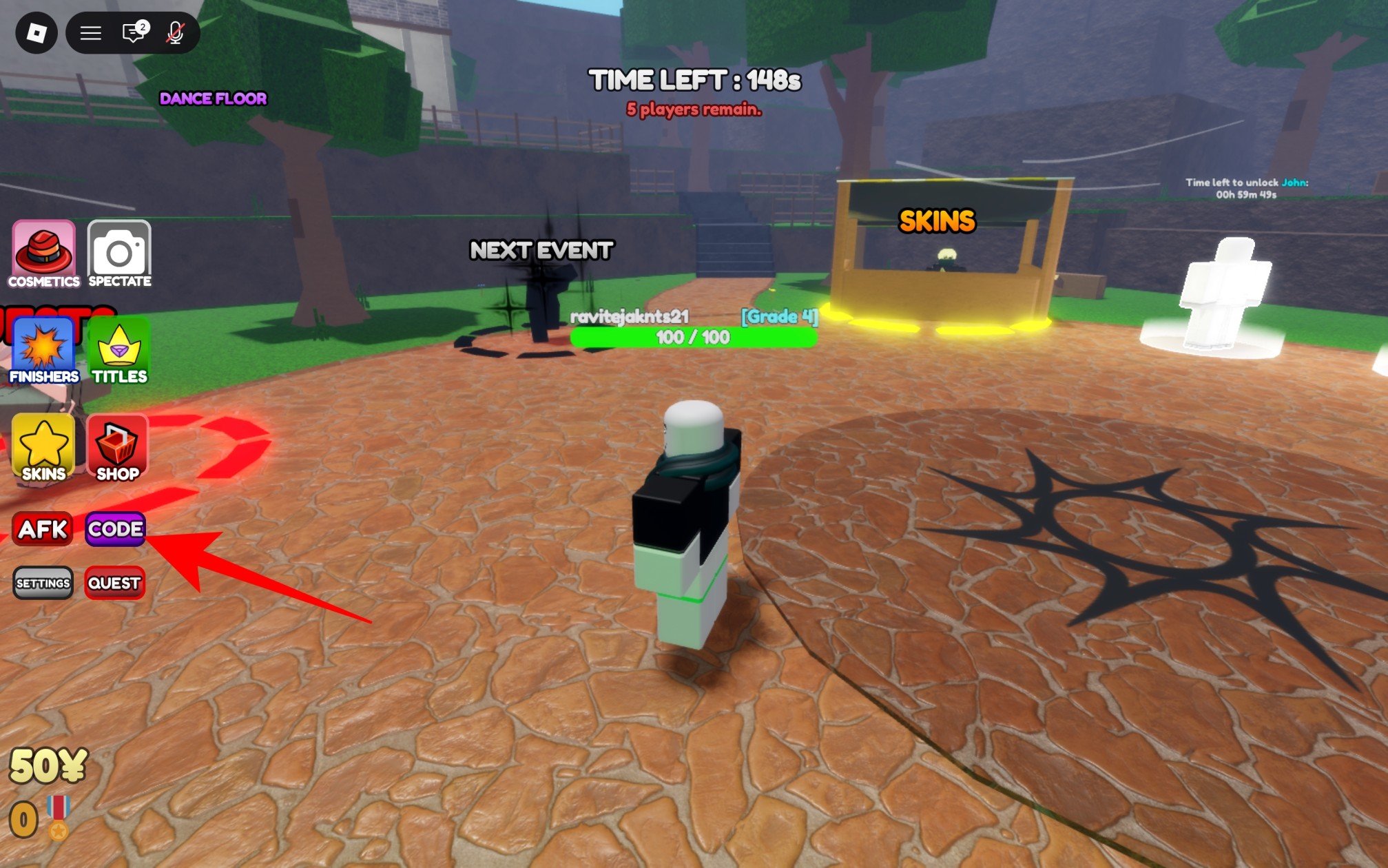 Click the Code icon on the left side of the screen