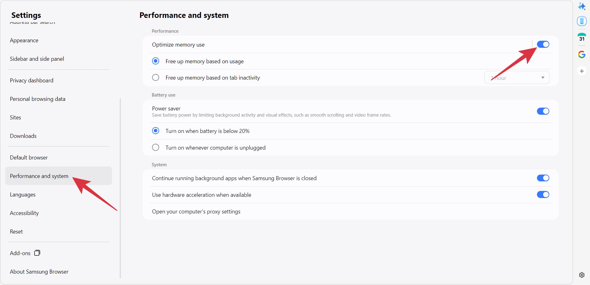 Control over memory management