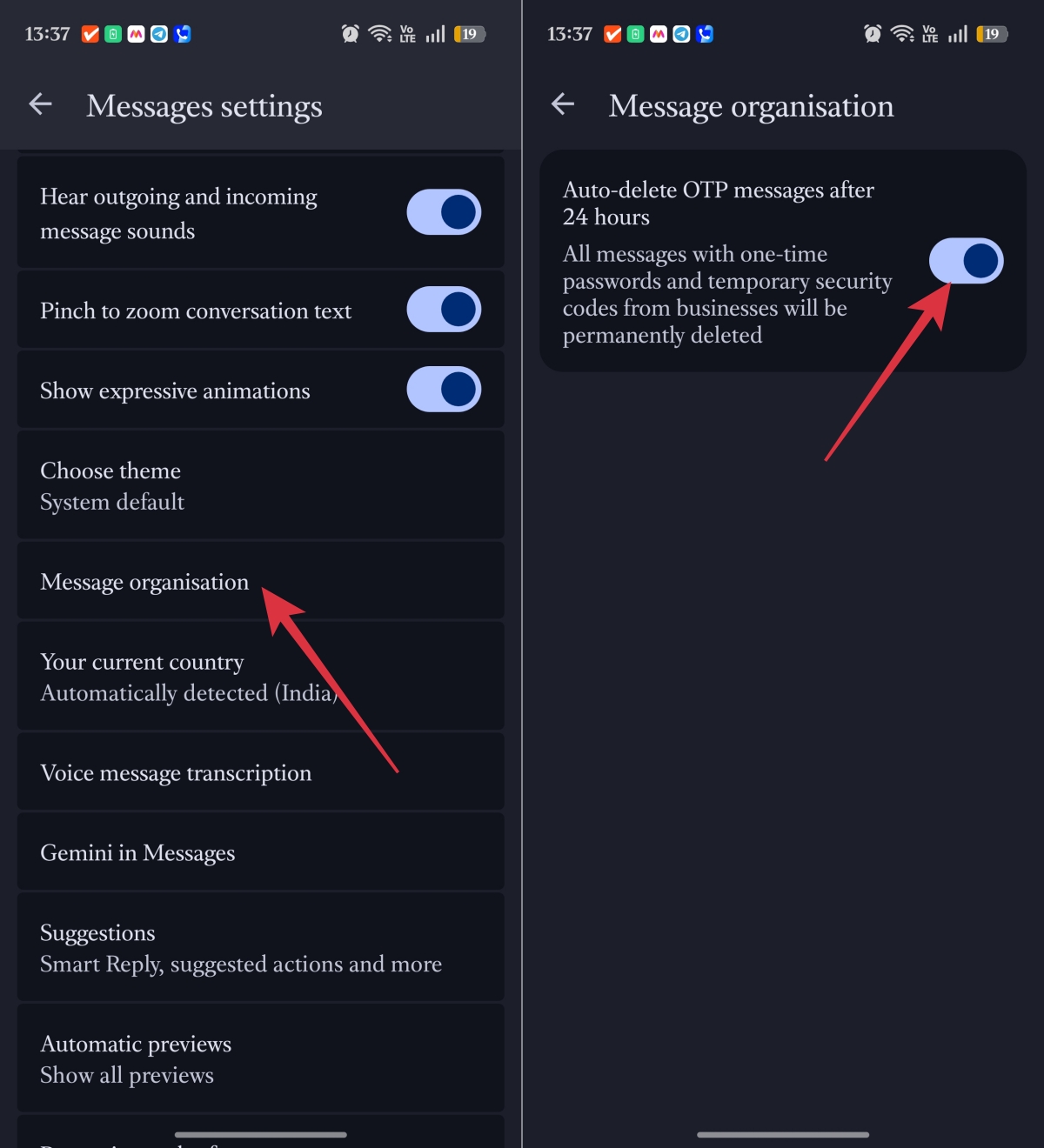 Enable OTP auto-delete
