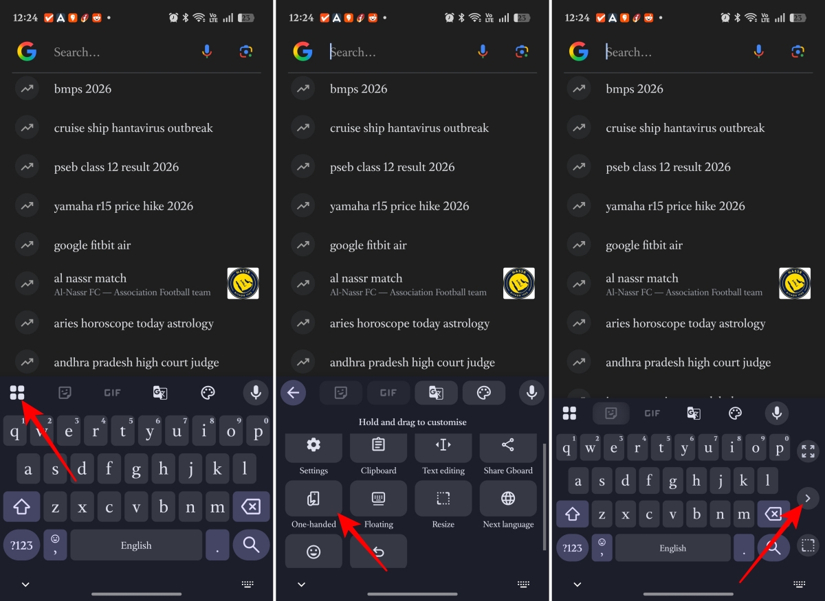 Enable one handed keyboard mode and dock it to a side