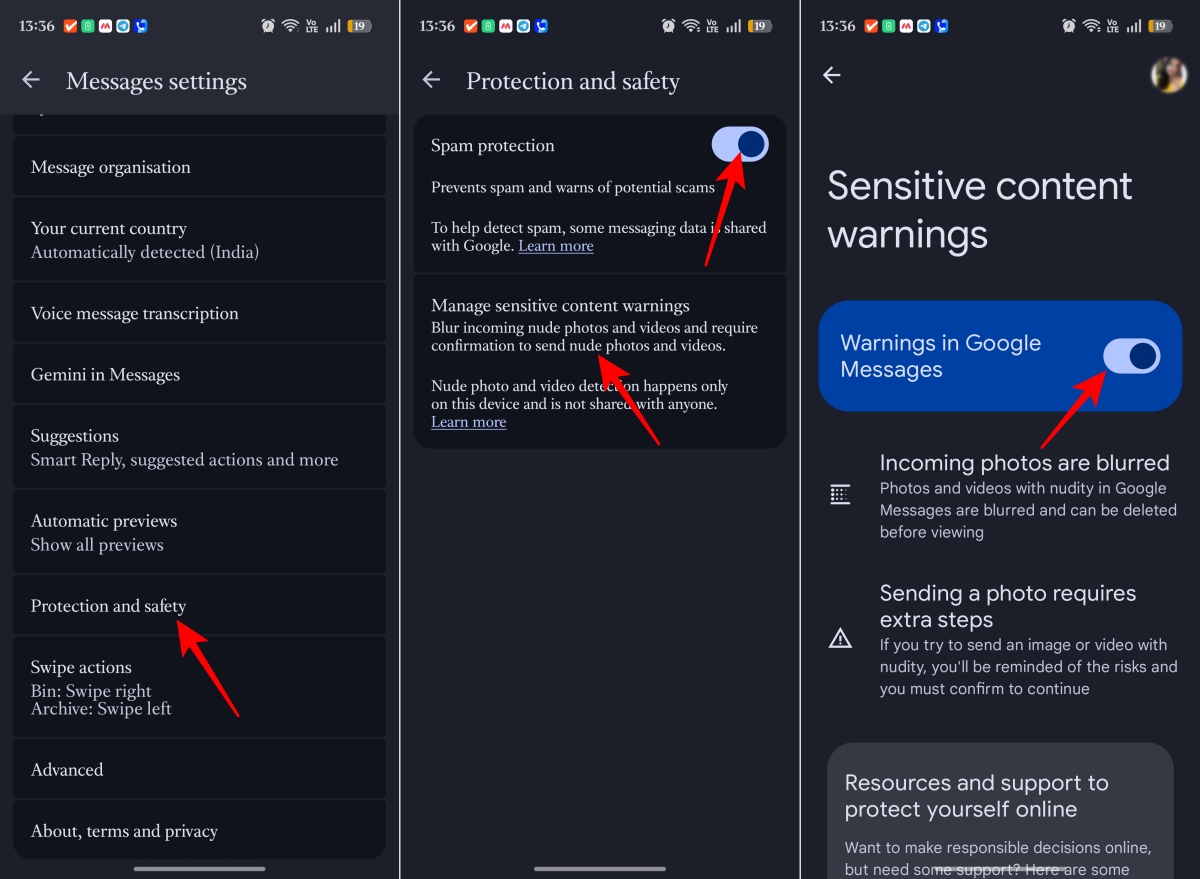 Enable spam protection and sensitive content warnings