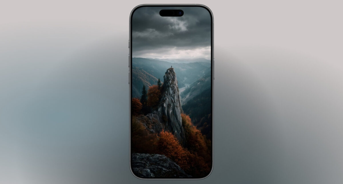 Moody forest mountain cliff Wallpaper