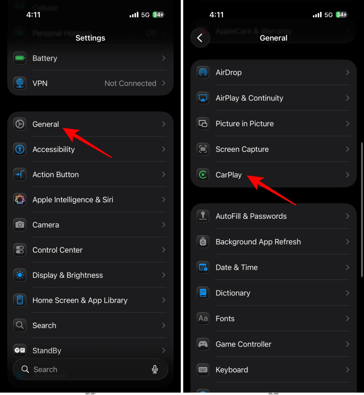 Open Settings and go to General then go to CarPlay