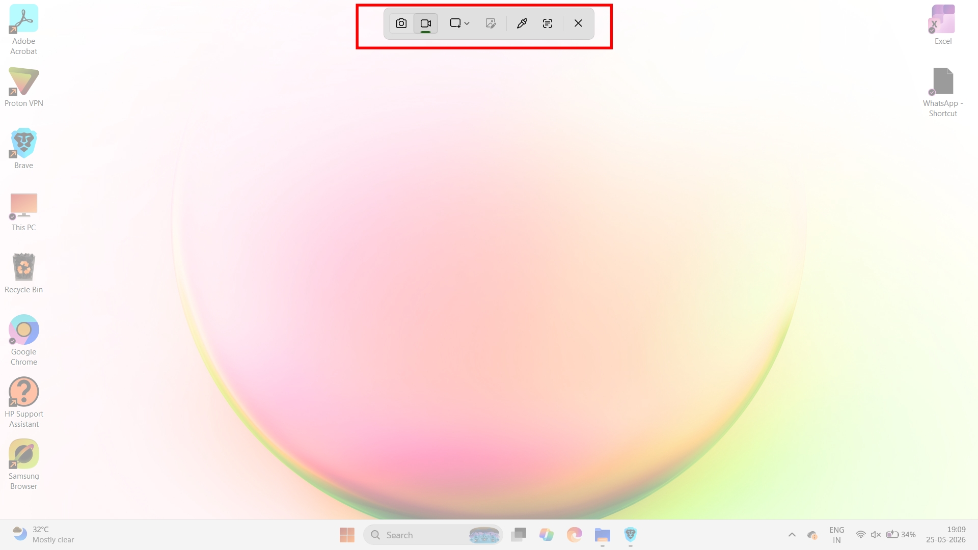 Open Snipping Tool in recording mode