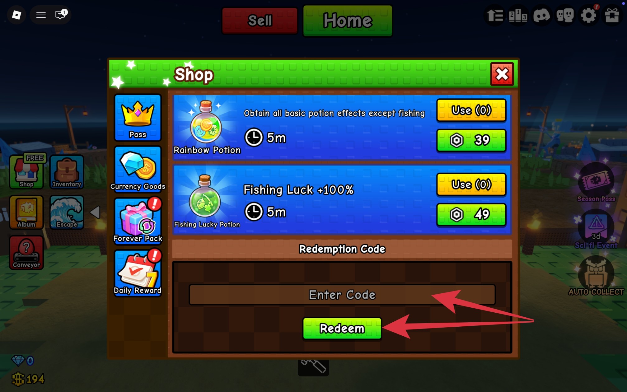 Past the code and click Redeem to claim your rewards
