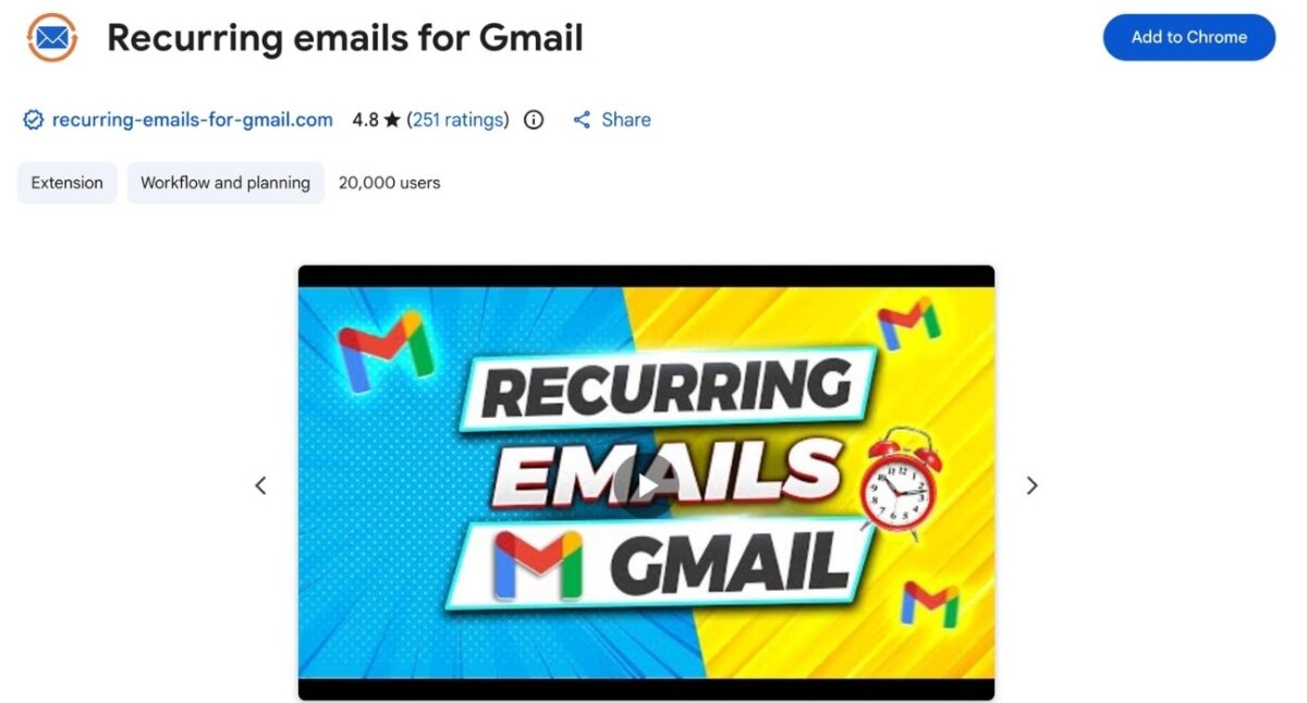 Recurring Emails for Gmail extensions