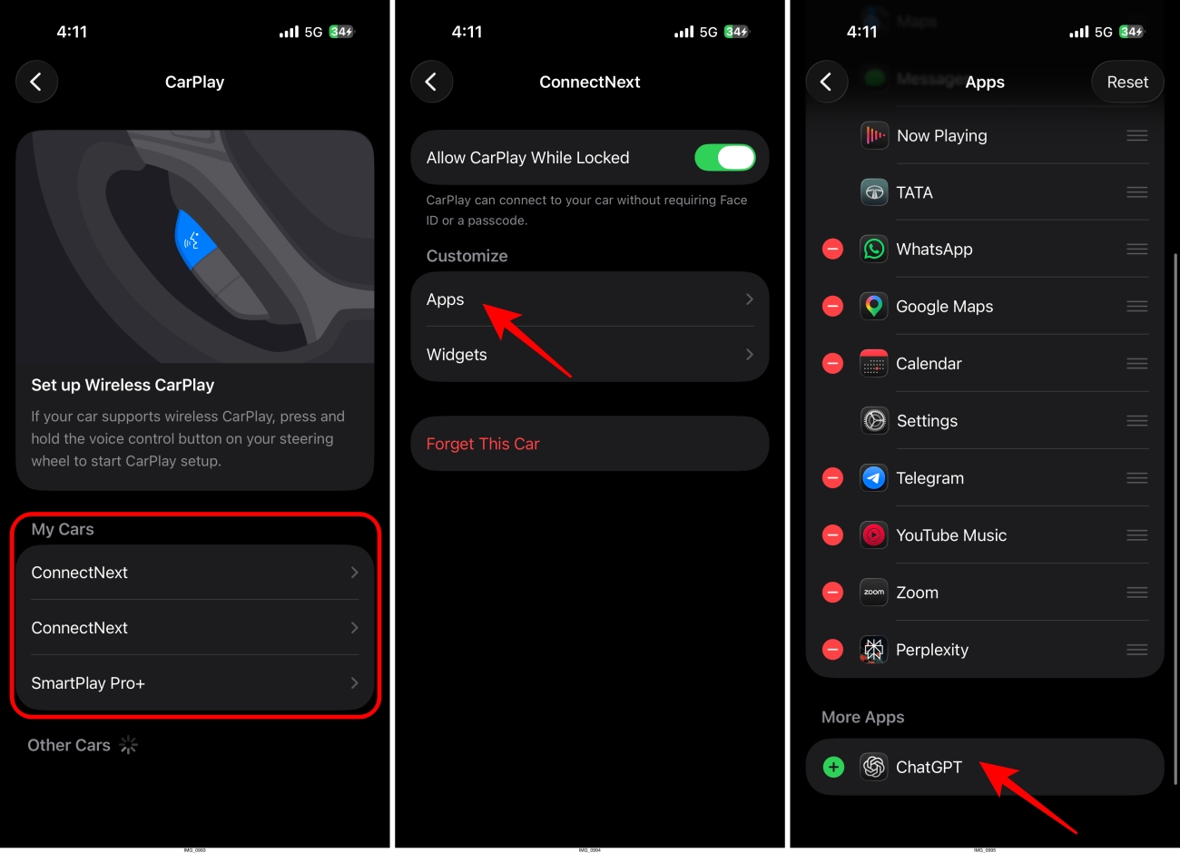 Select your car open Apps and add ChatGPT