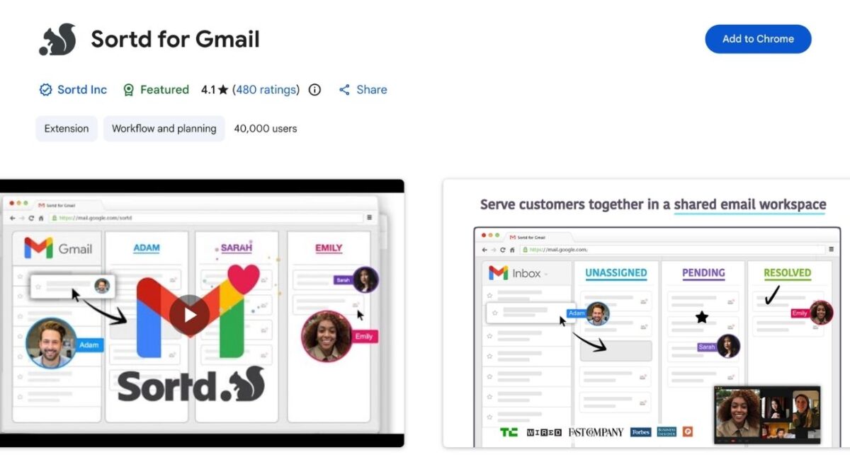 Sortd for Gmail extensions