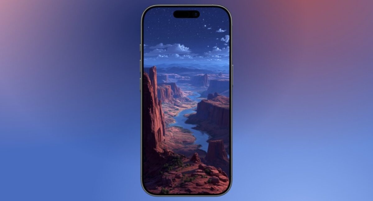 Starry desert canyon landscape