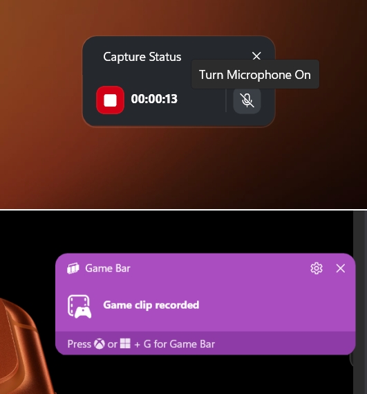 Xbox Game Bar for the fastest recording