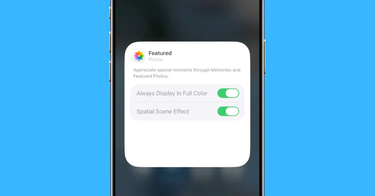 iOS 26 Photos widget now Spatial Scene and Full Color toggle