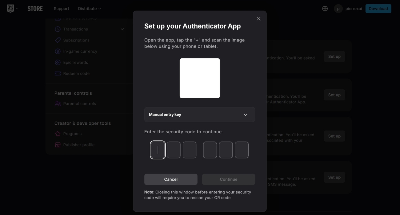 Authenticator app setup epic games