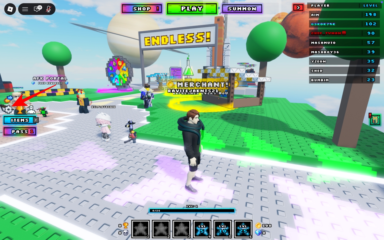 Click the gear icon on the left side of the screen