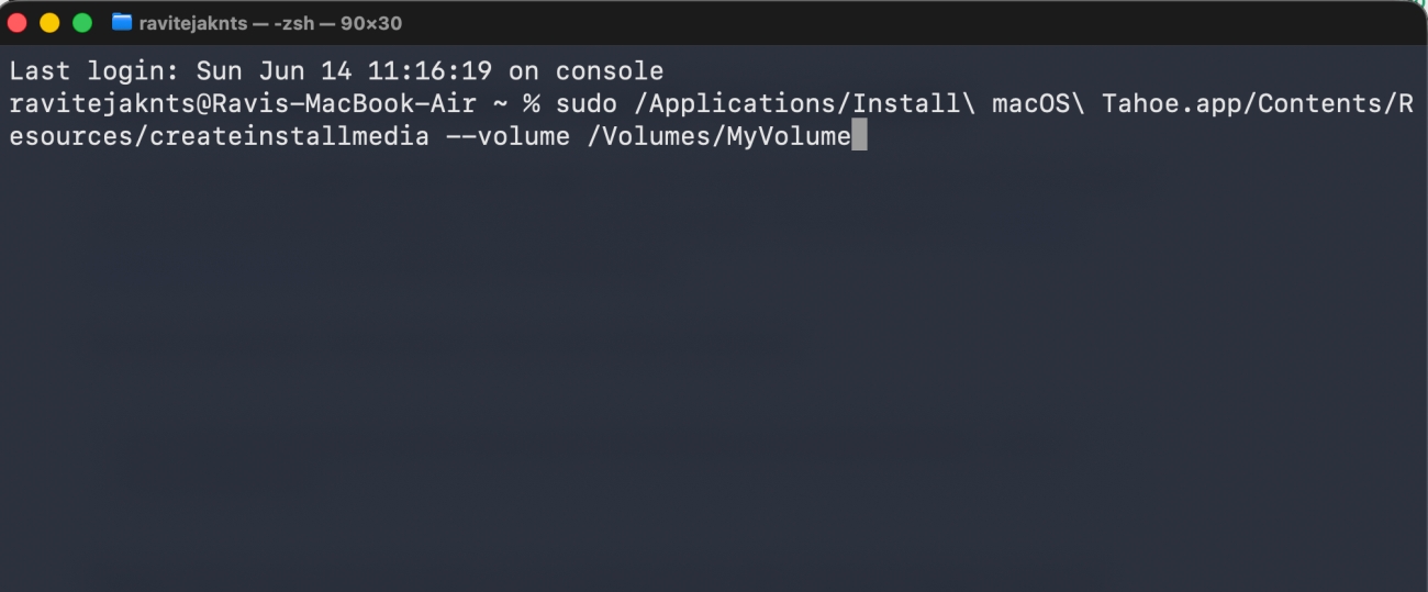 Create a bootable macOS Tahoe installer