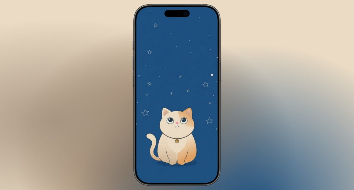 Cute starry night cartoon cat