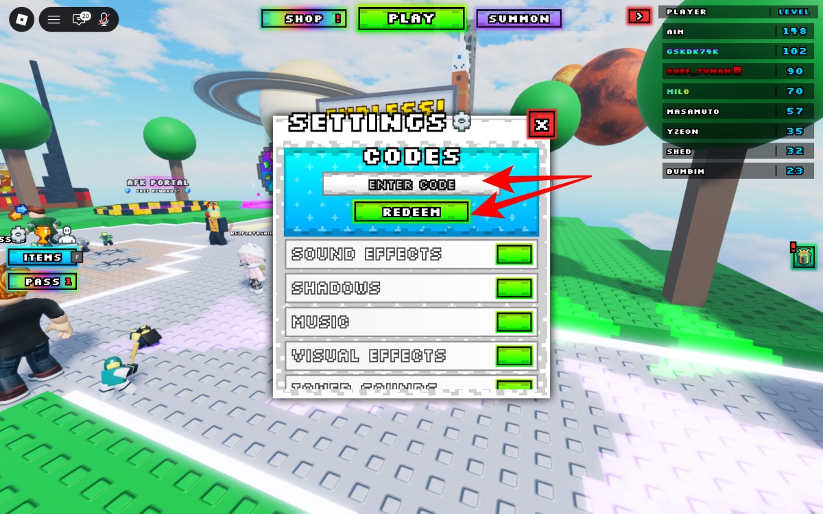 Enter a working code and click on Redeem button