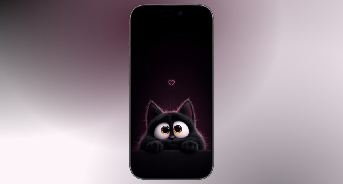 Neon heart black cat