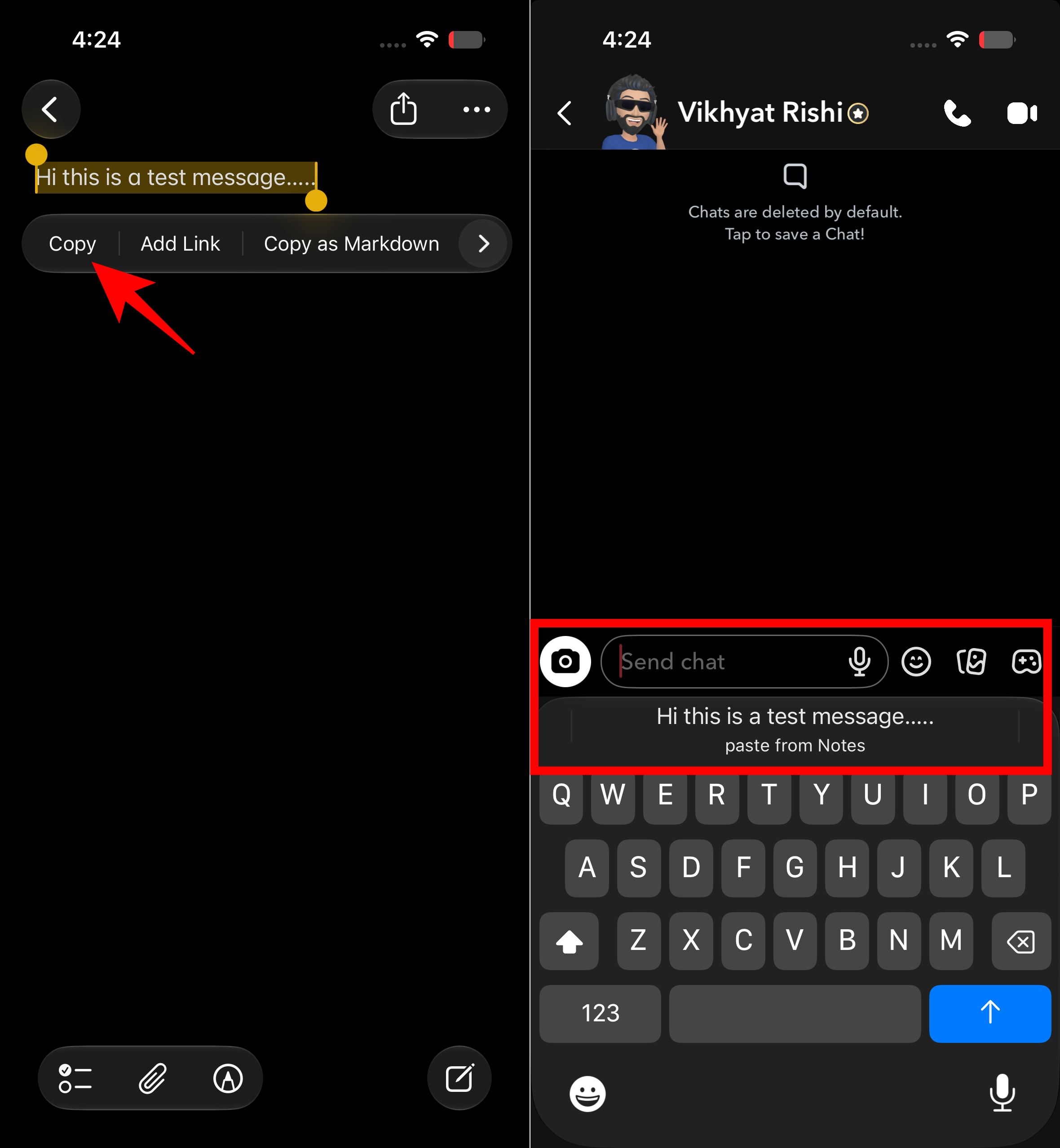 Paste copied content with one tap