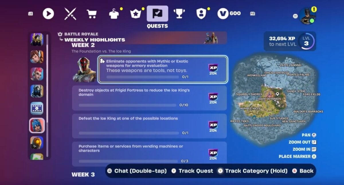 Quest page fortnite