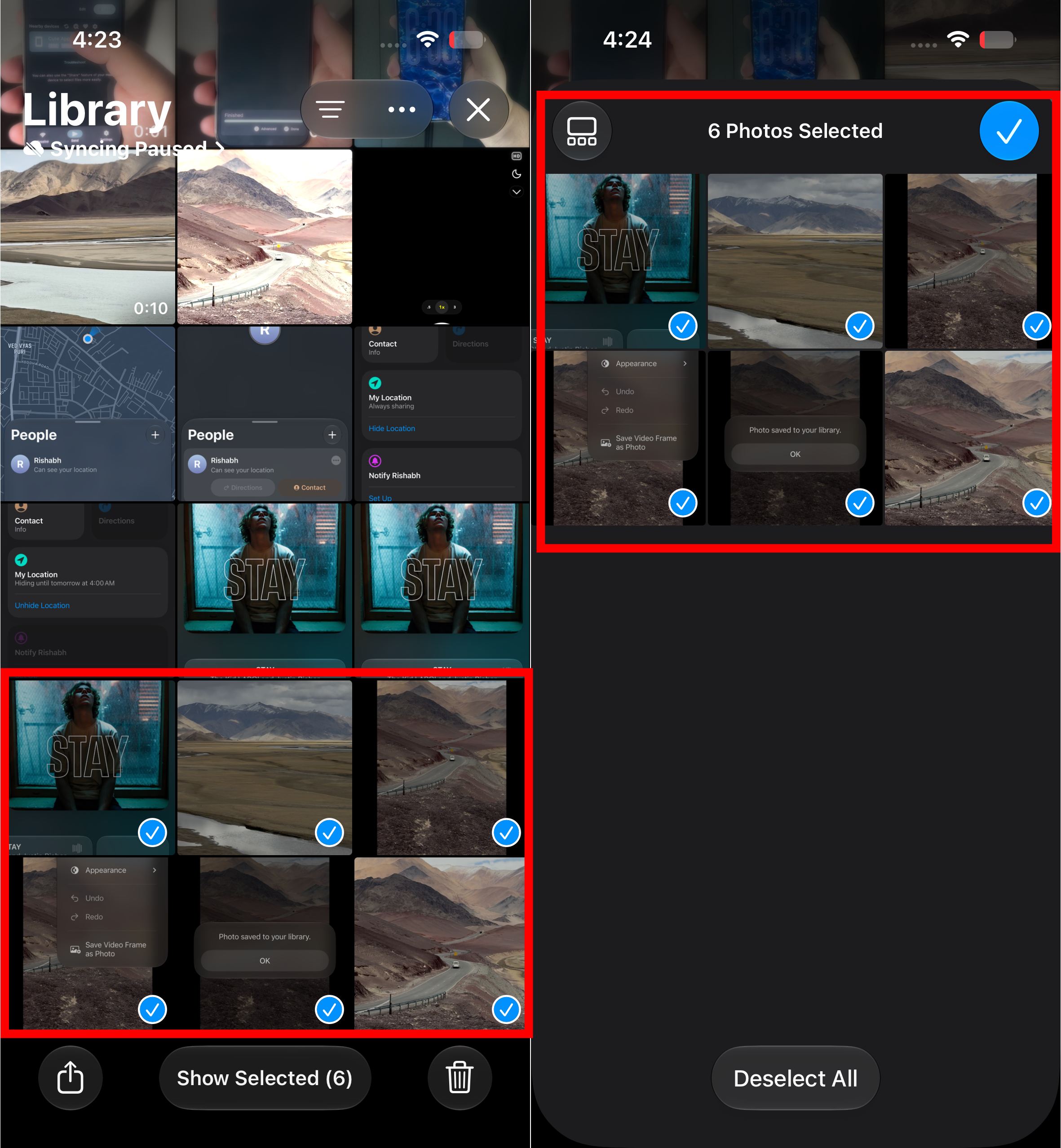 Review selected photos before sharing