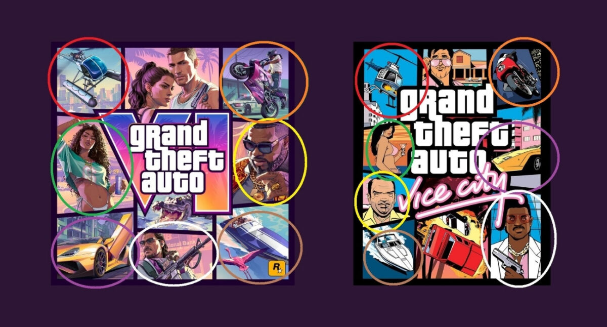 Takes heavily from GTA Vice City cover art