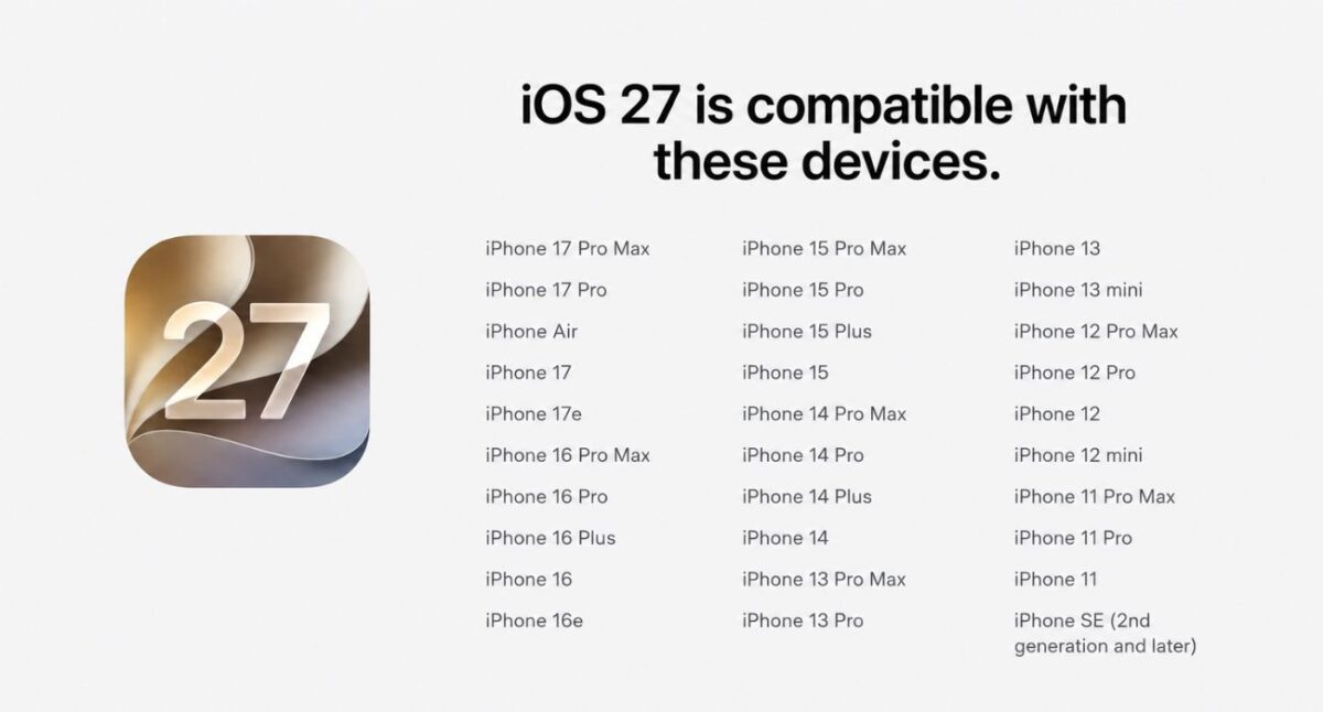 iOS 27 compatible devices