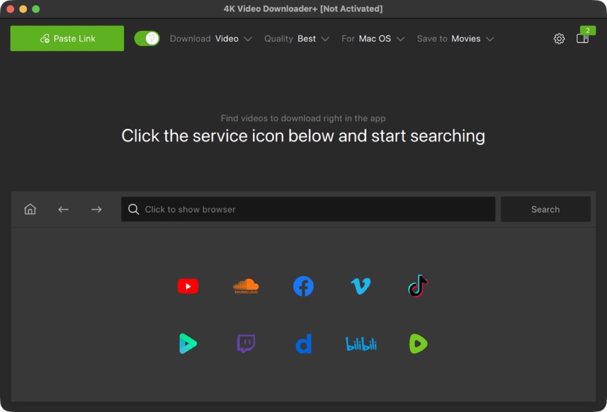 Main interface of 4K Video Downloader Plus