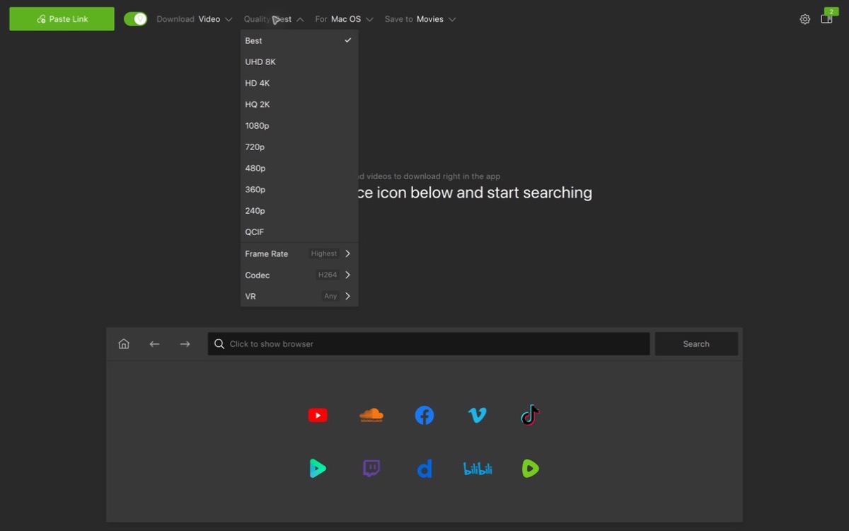 Smart Mode quality settings in 4K Video Downloader Plus