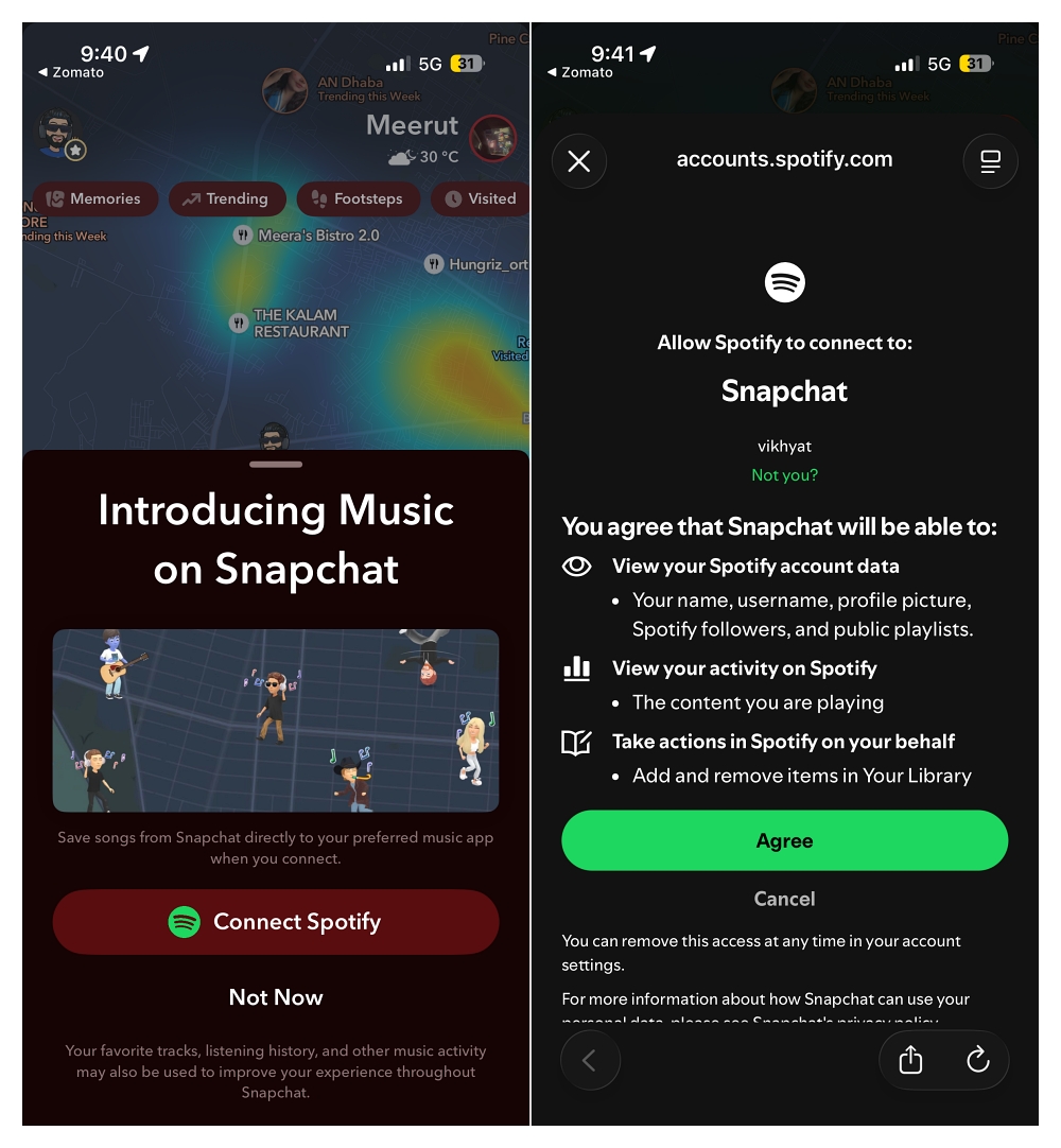 Connect Spotify to Snapchat