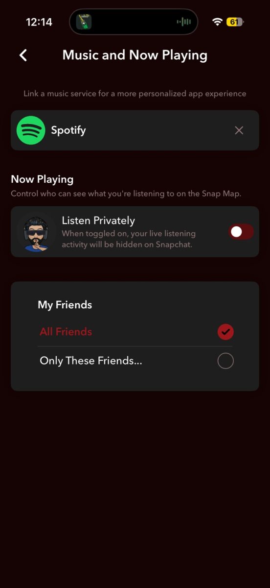 Control of who sees your music