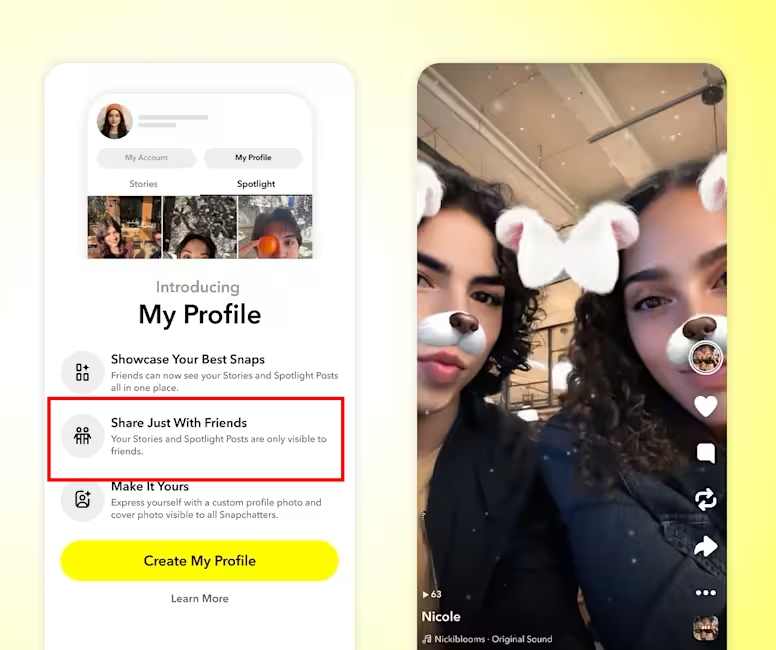Create and Share for Snapchatters Under 16