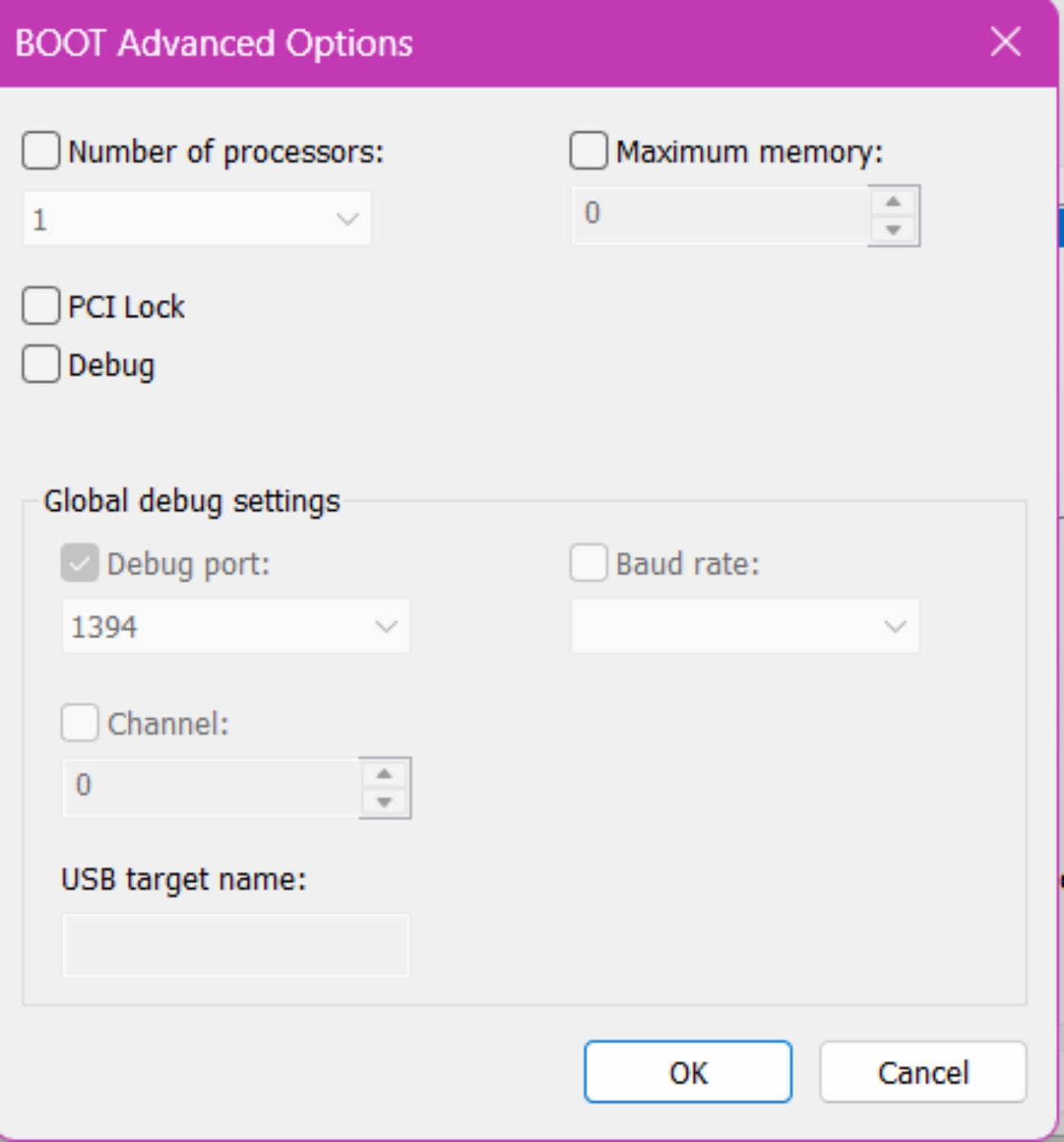Disabling the Maximum memory option in Boot Advanced Options