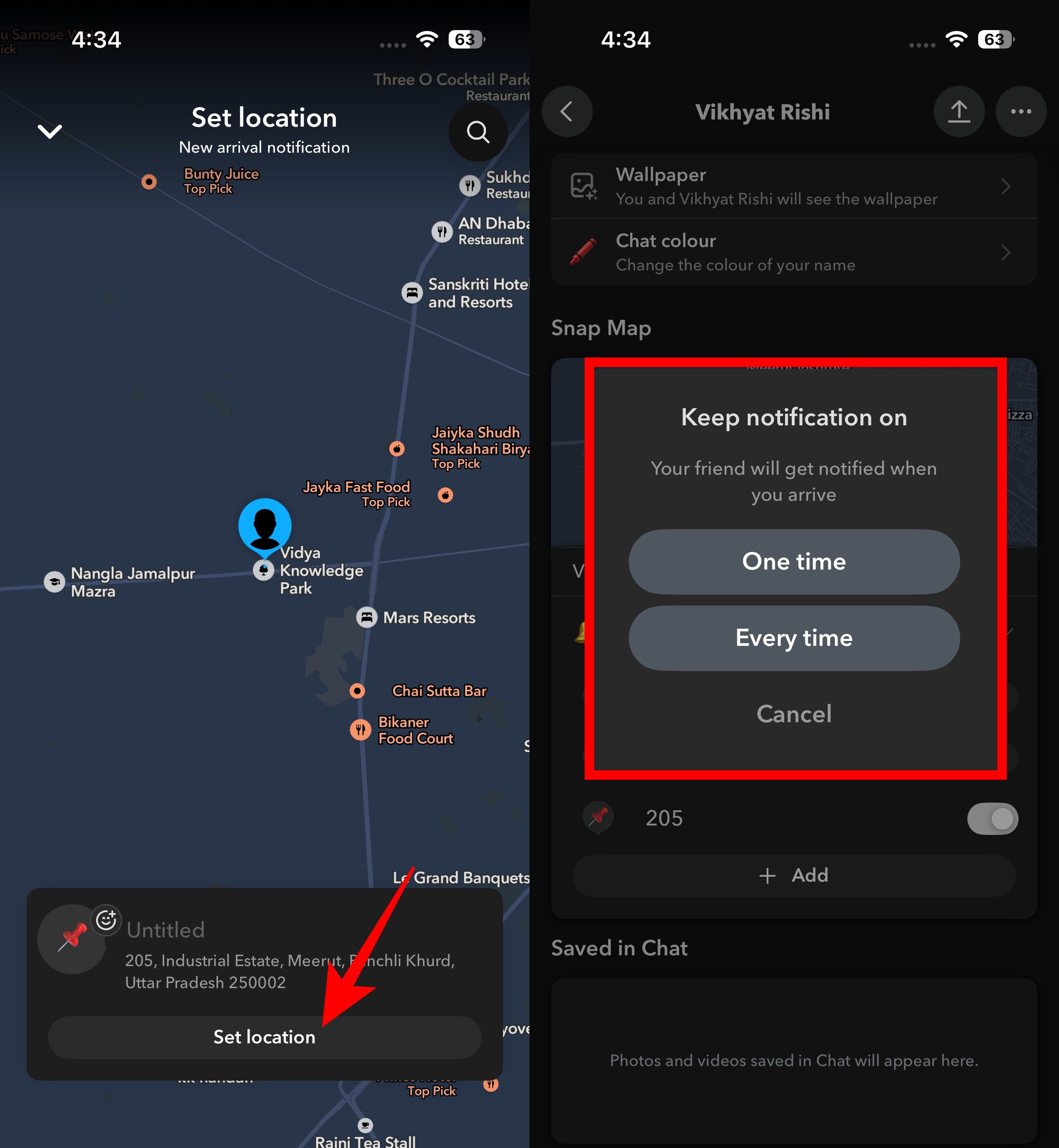 Enable and use Snapchat Arrival Notifications