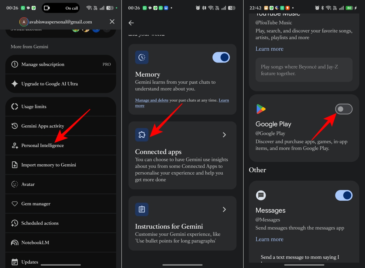 Enabling Google Play under Gemini Connected Apps
