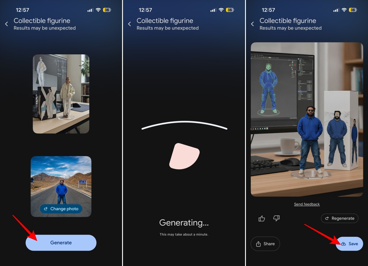 Generating and saving a remixed photo in Google Photos