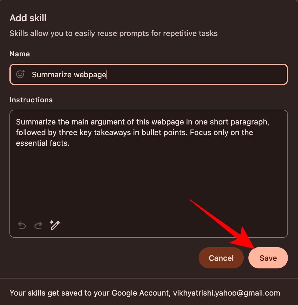 Give your Skill a name and click Save