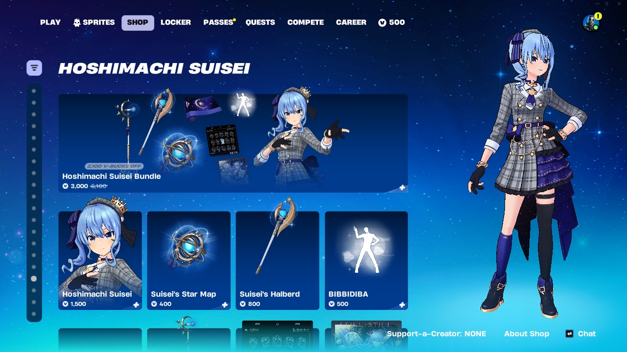 Hoshimachi Suisei shop promo fortnite