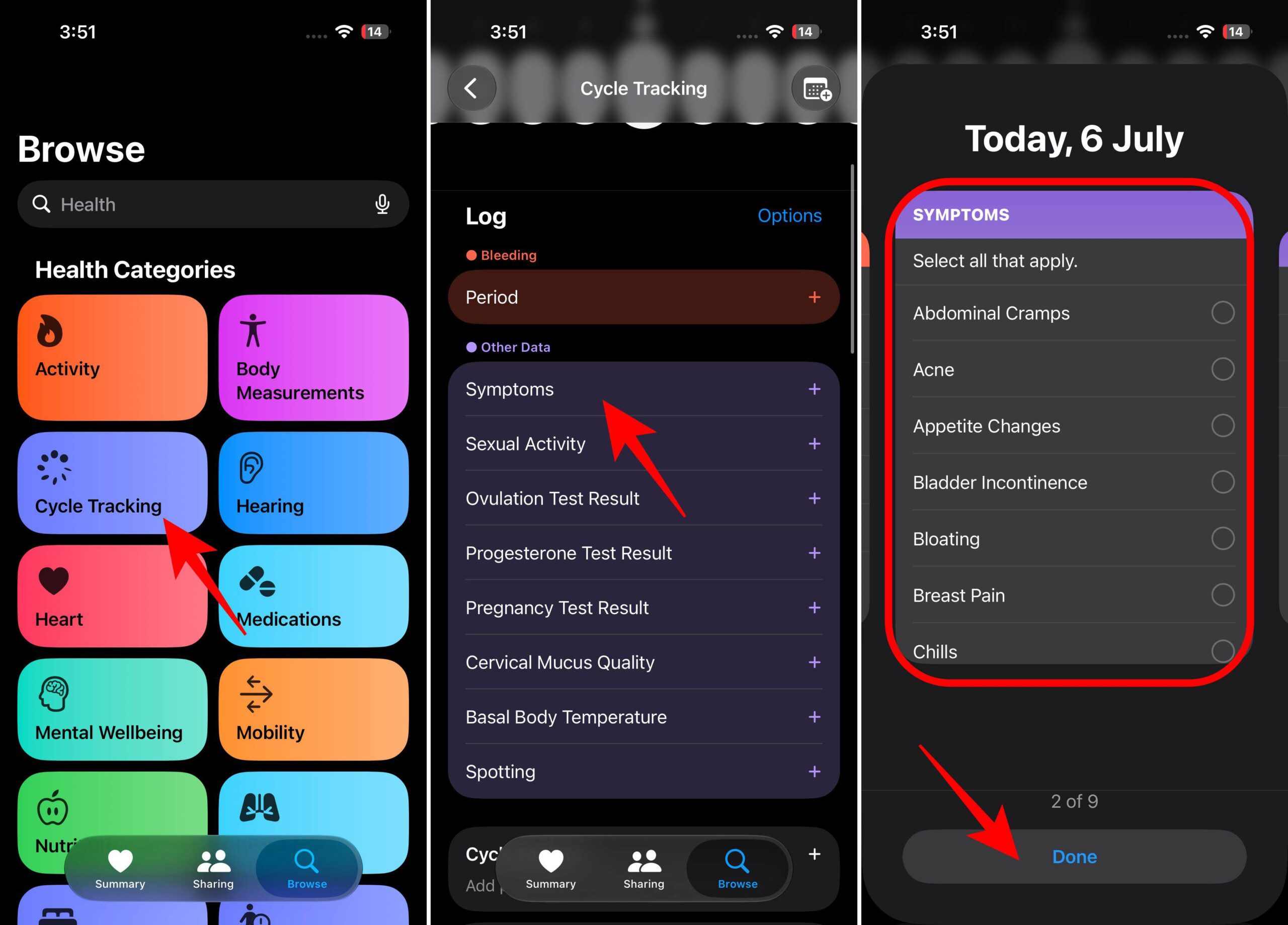 How to log menopause symptoms on iPhone