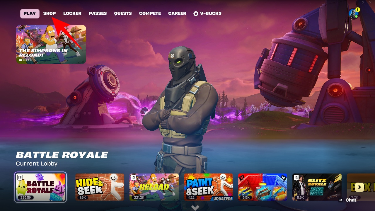 In Fortnite, go to the Shop tab