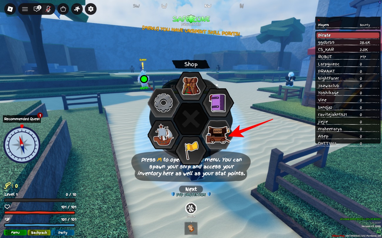 Open the Fortnite Menu and navigate to the Shop tab.