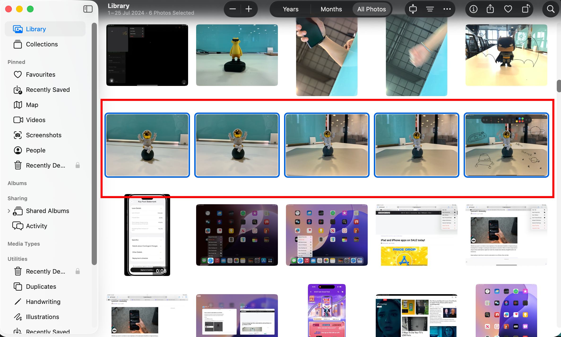 Open the Photos app on your Mac and Select the photos you want