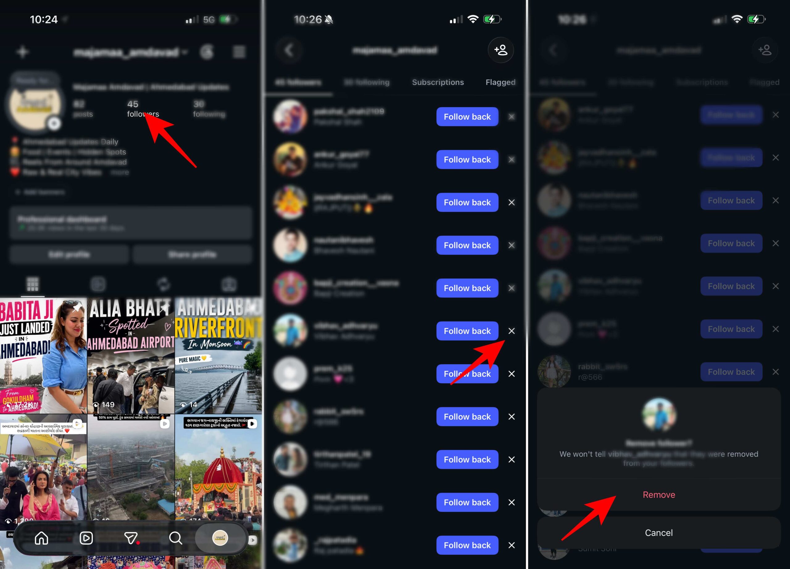 Remove unwanted followers in Instagram