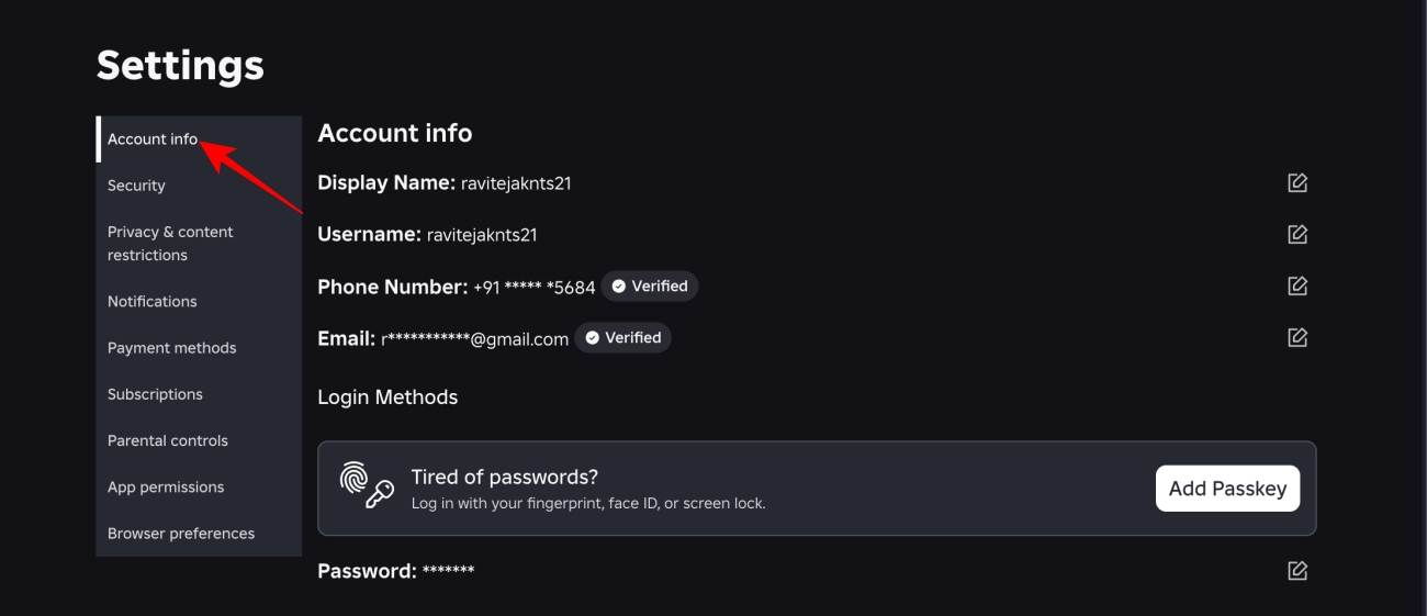 Select Account Info
